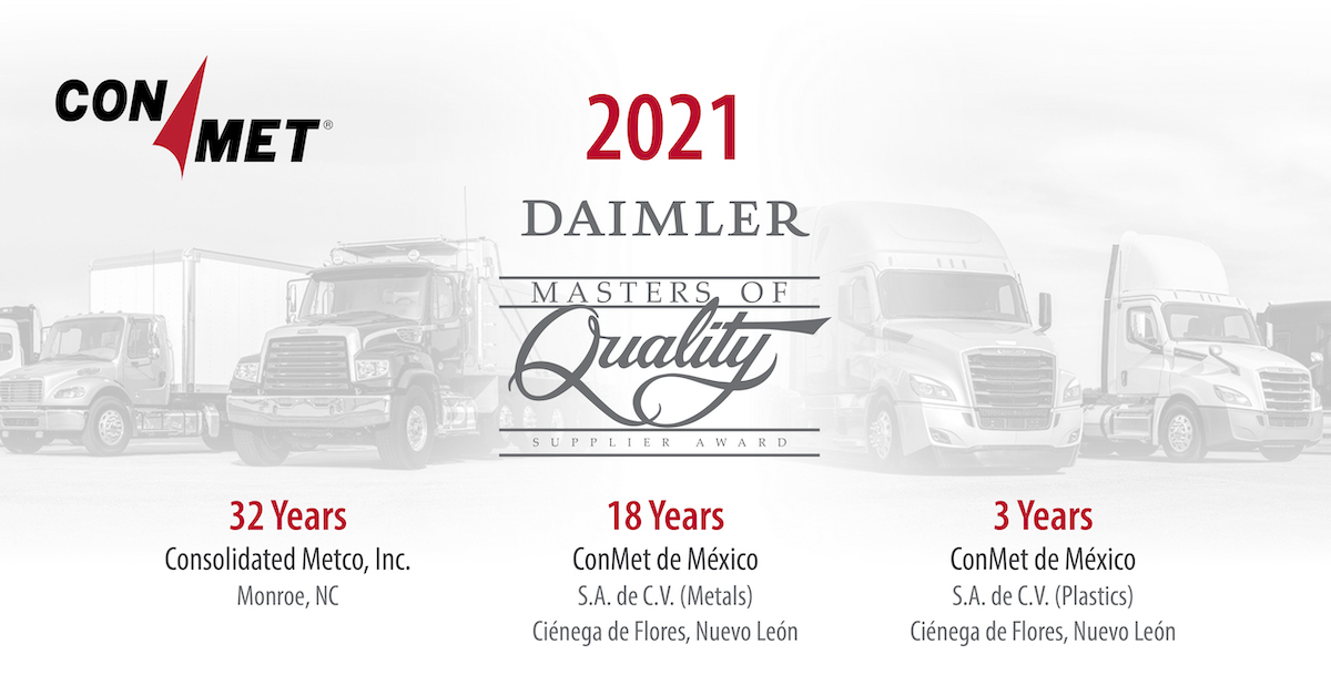Daimler Trucks North America 2021 Masters of Quality Supplier award
